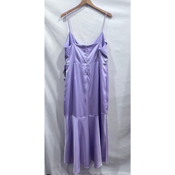 NWT Express Satin Lavender Ruffle Wrap Front Hi-Lo Maxi Dress Women's L Wedding - Picture 3 of 7